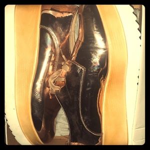 Tan rose gold platform shoes